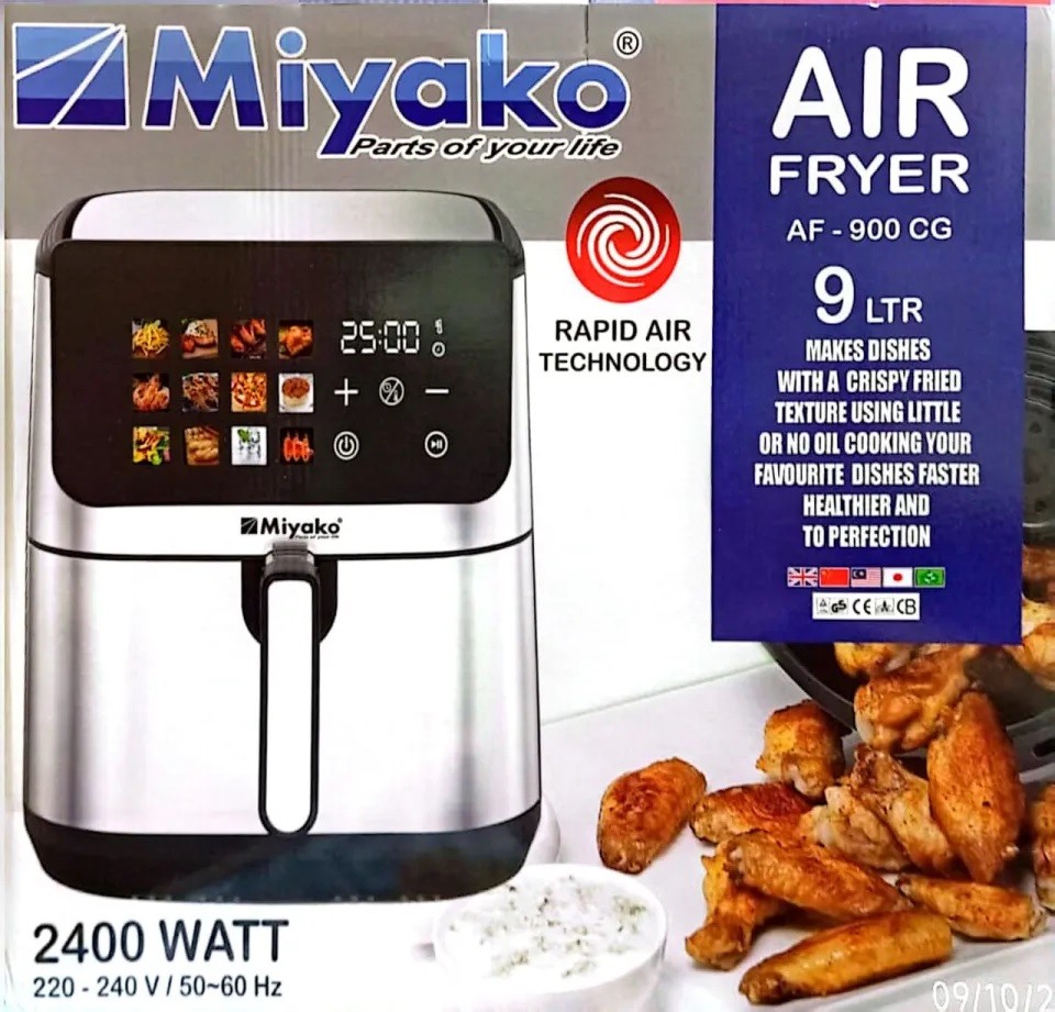 Miyako Air Fryer AF-900 CG Rapid Air Technology 9 Ltr Makes Dishes With A Crispy Fried Texture Using Little Or No Oil Cooking Your Favourite Dishes Faster Healthier And To Perfection-2400 Watts