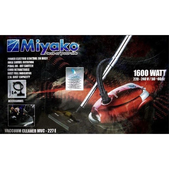 Miyako MVC-227E Vacuum Cleaner 1600W | 2.5L Dust Capacity