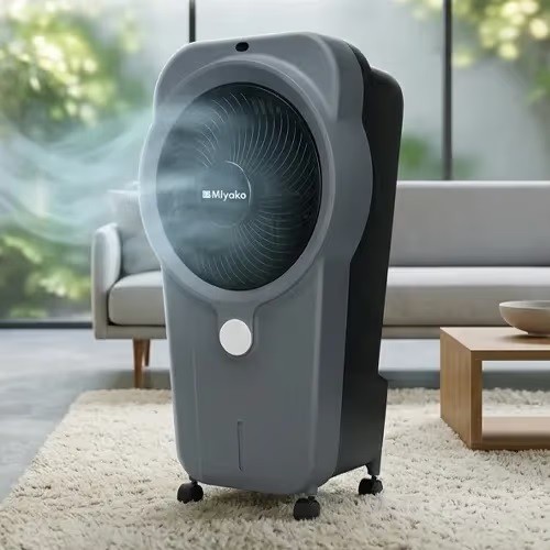 Miyako KL-3092 Rechargeable AC/DC Air Cooler with Remote & Timer | 14H Backup, HEPA H13 Filter, 360° Cool Wind