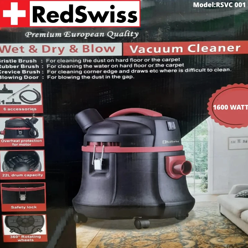 Redswiss RSVC-001 Vaccume Cleaner With Wet & Dry & Blower Function -1600 Watts & 22 Liters
