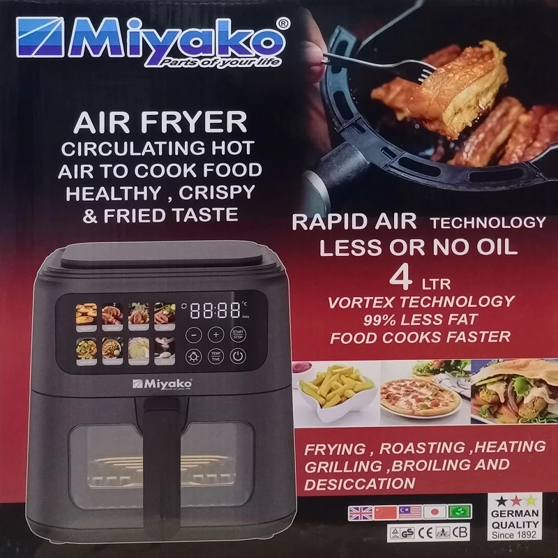 Miyako 4L Digital Air Fryer AF-401-CG – 1800W Inverter Technology