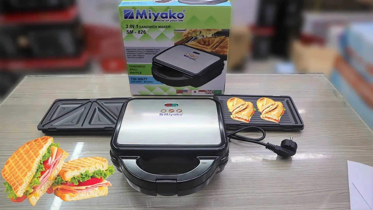 Miyako 3 in 1 Sandwitrich Sandwich / BBQ/ Waffle Maker-SM-826
