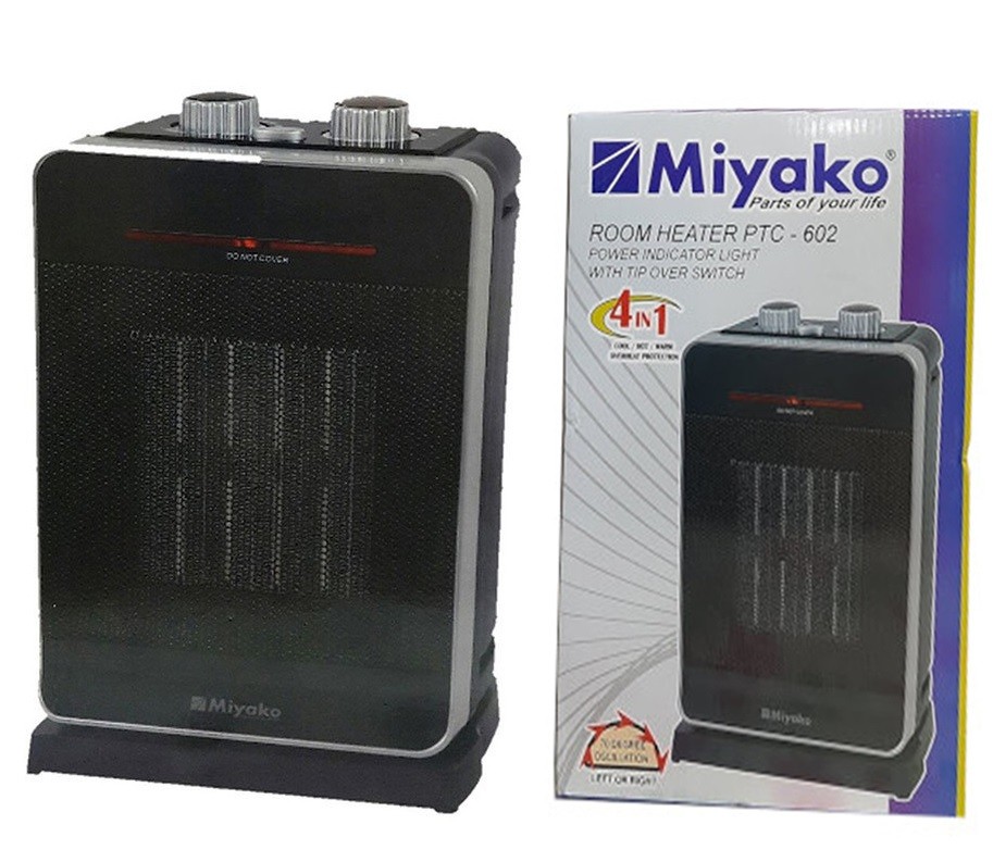 Miyako PTC-602 Oscillating 2000W PTC Ceramic Room Heater – Fast Heating for 400 sq-ft Rooms Heater with Overheat & Tip-Over Protection