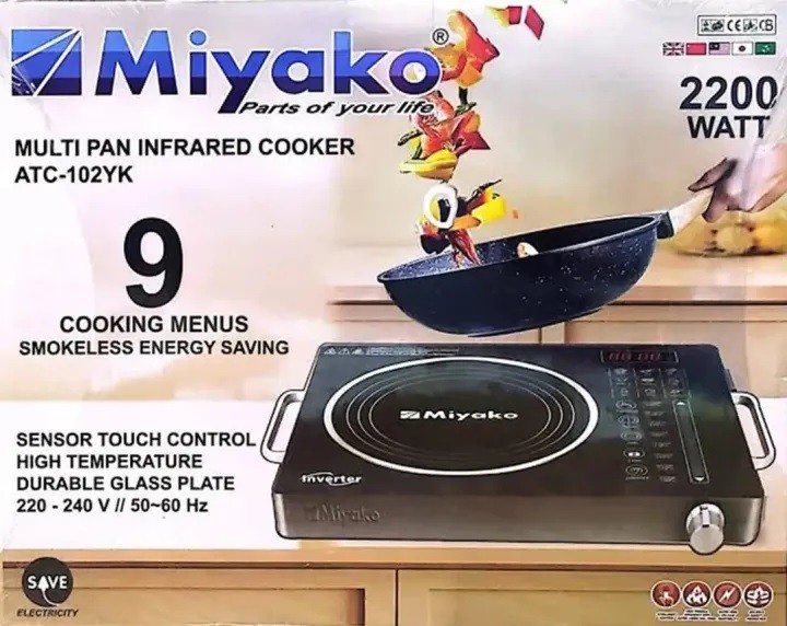 Miyako ATC-102YK Inverter Technology Digital Display with Touch Control Panel Infrared Coker - USE Can any pot-Silver/Non stick/Steel/Marval/Aluminium etc