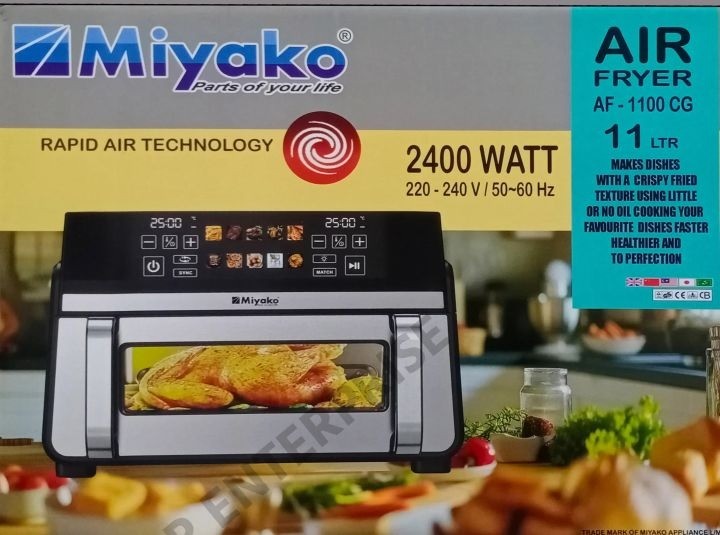 Miyako Air Fryer AF-1100 CG Non Stick Food Grade Inverter Tech Rapid Air Technology-11L Capacity 2400 WATT