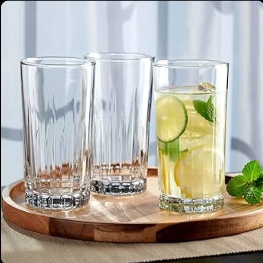 KIAM Water Glass Set - Drink In Style 6-Piece Set Of Non-Reactive - Transparent Glassware - K106