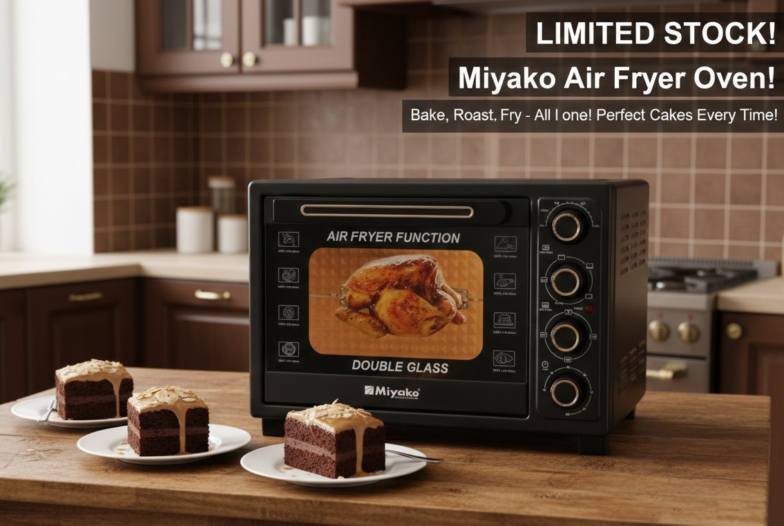 Miyako MT-450RCL-D-RB Double Glass Door Multifunctional Electric Oven With Air Fryer.